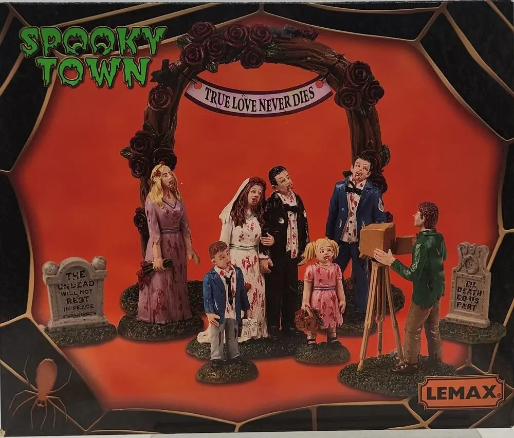Lemax Spooky Town 2022 #23587 Zombie Wedding Party Table Top Figures NIB
